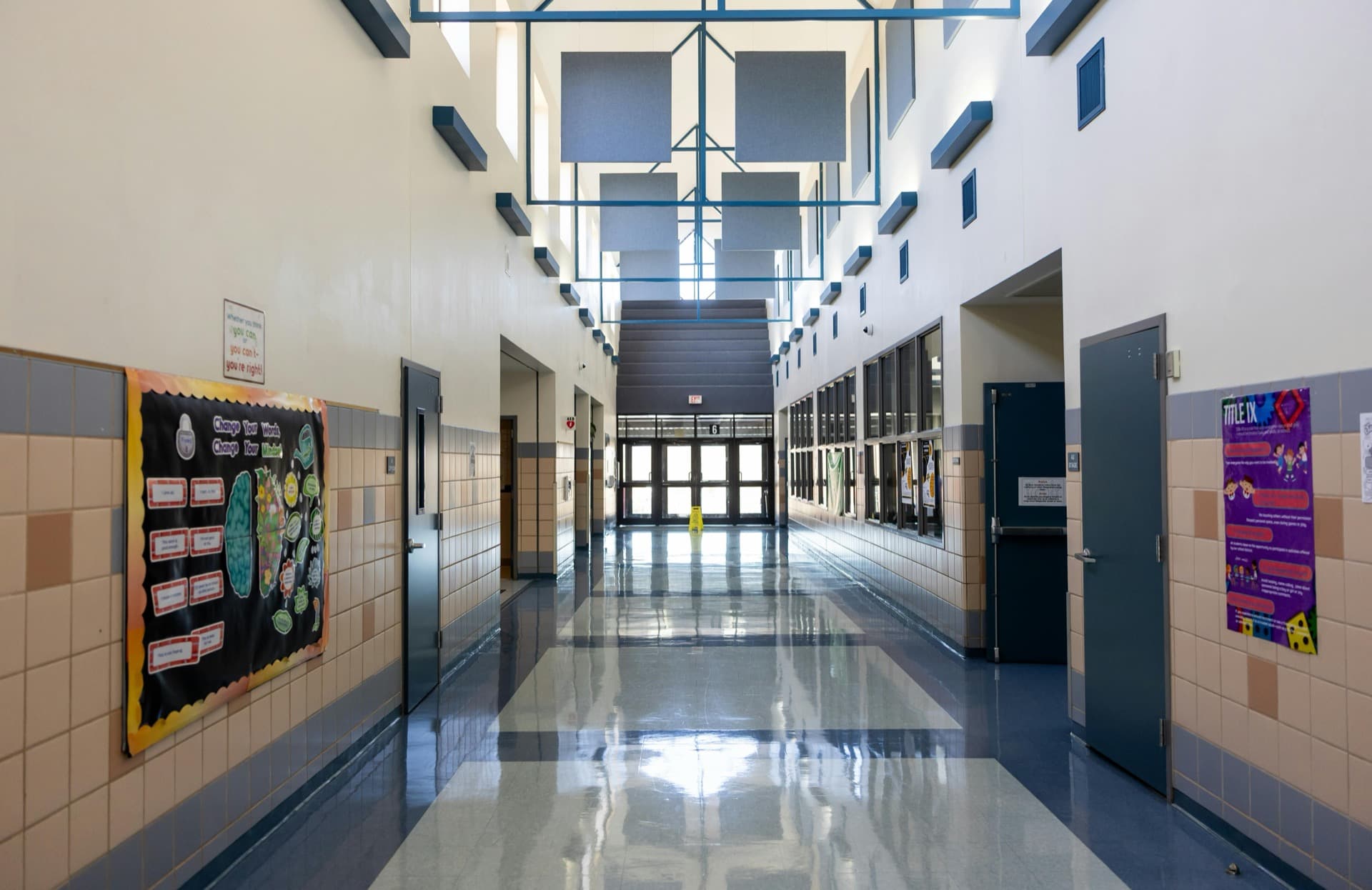 Clean school corridor with lockers
